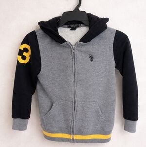 U.S. Polo Assn. Boys Zip-Up Hoodie Gray & Black